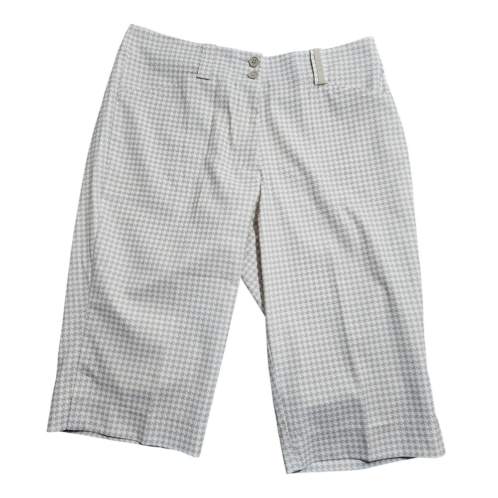 Nike Golf Fit Dry Womens Houndstooth Capri Pants Tan White 377150 Size 8